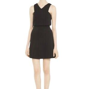 SANDRO Womens Dress Size 1 Small Black Mini Sheath Layered Sleeveless Cocktail